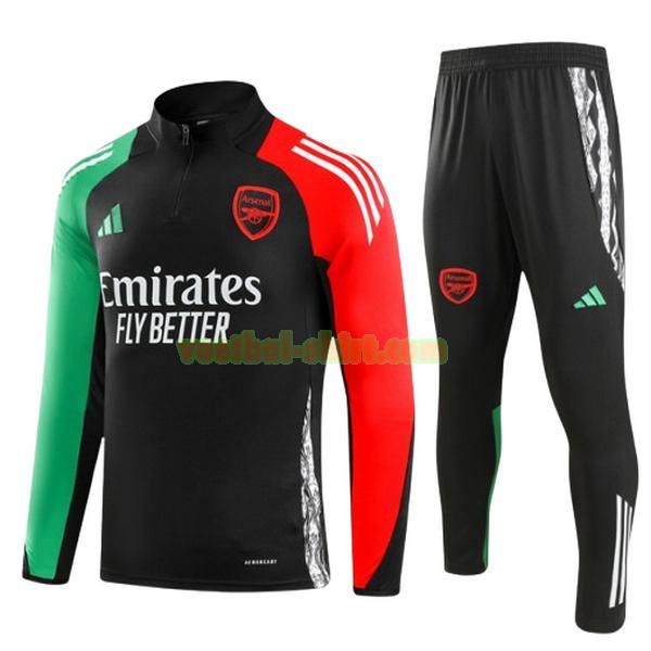 arsenal set half zipper trainingspak 2024 2025 zwart kinderen