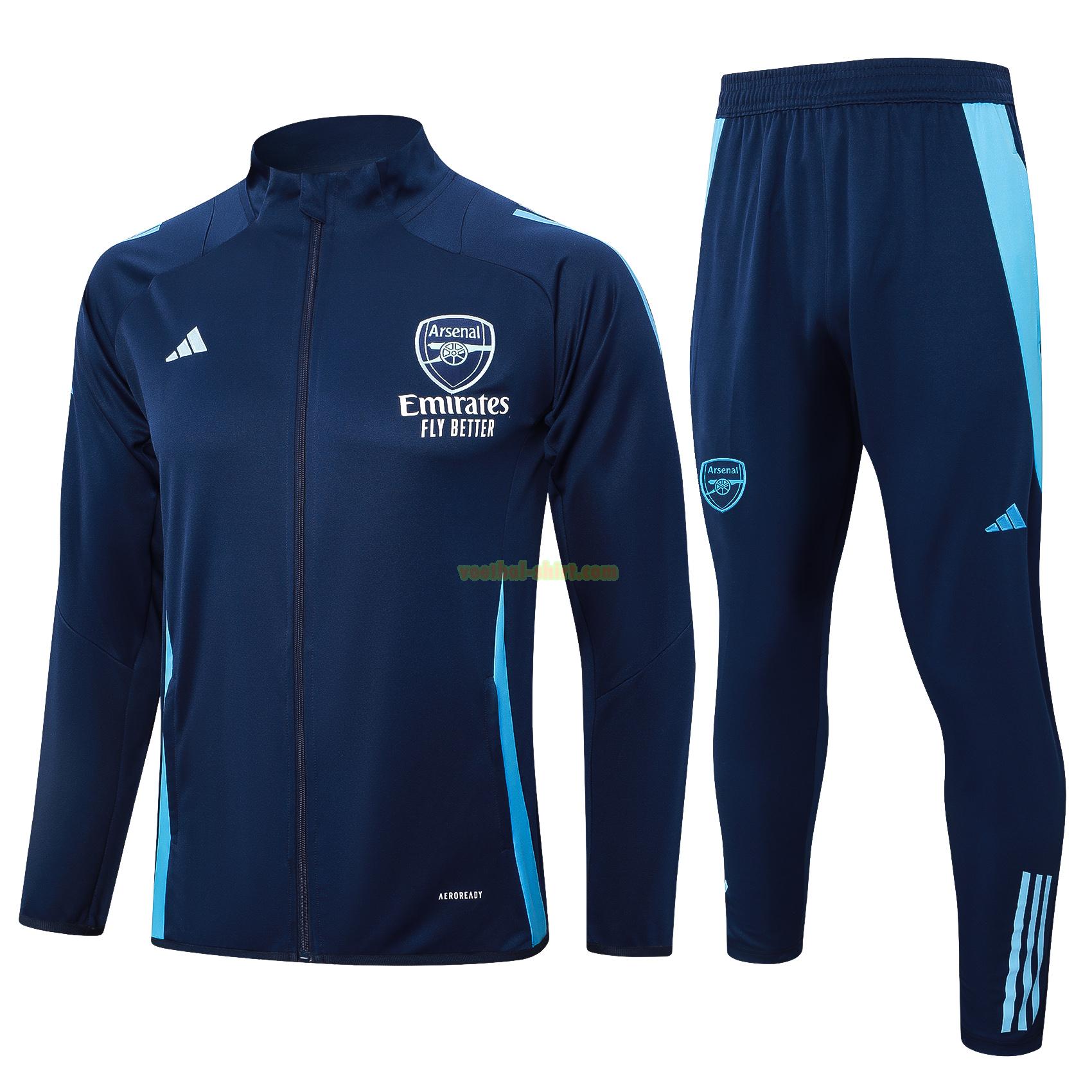 arsenal set long zipper trainingspak 2024 2025 blauw kinderen