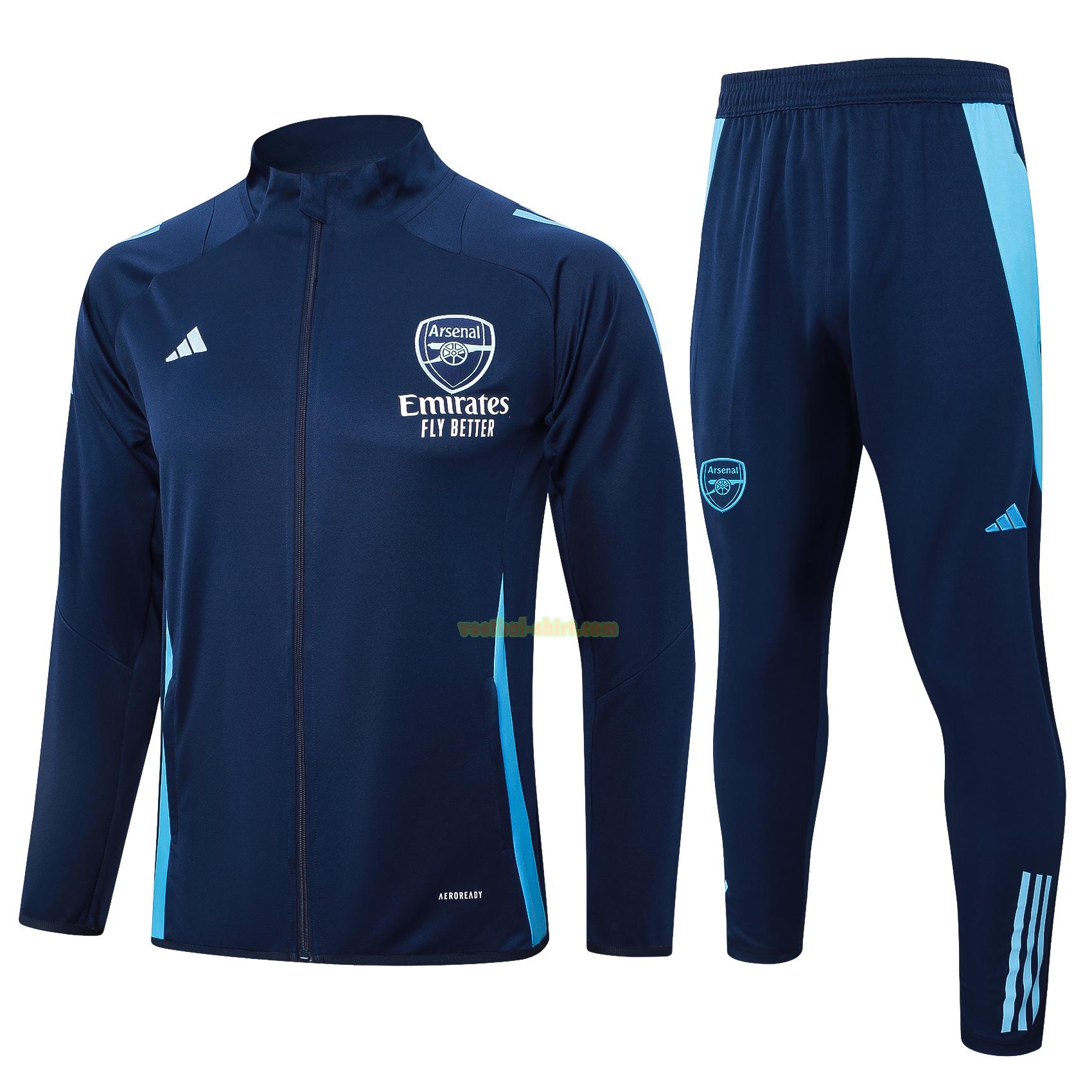 arsenal set long zipper trainingspak 2024 2025 blauw mannen