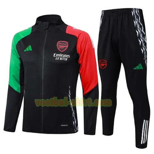 arsenal set long zipper trainingspak 2024 2025 zwart kinderen