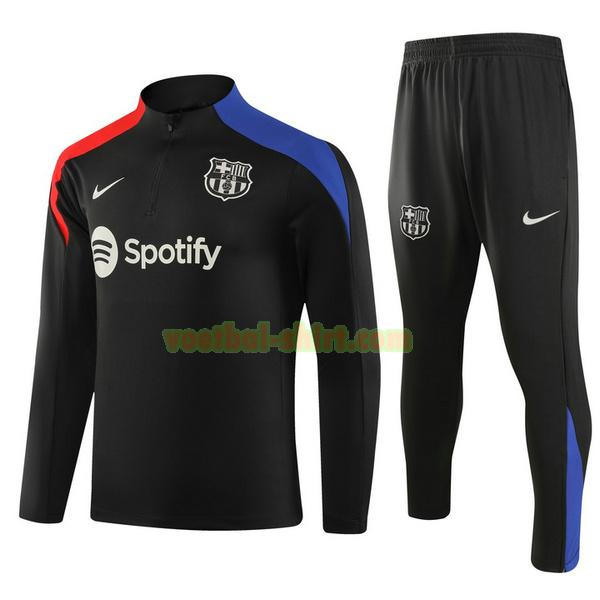 barcelona set half zipper trainingspak 2024 2025 zwart kinderen