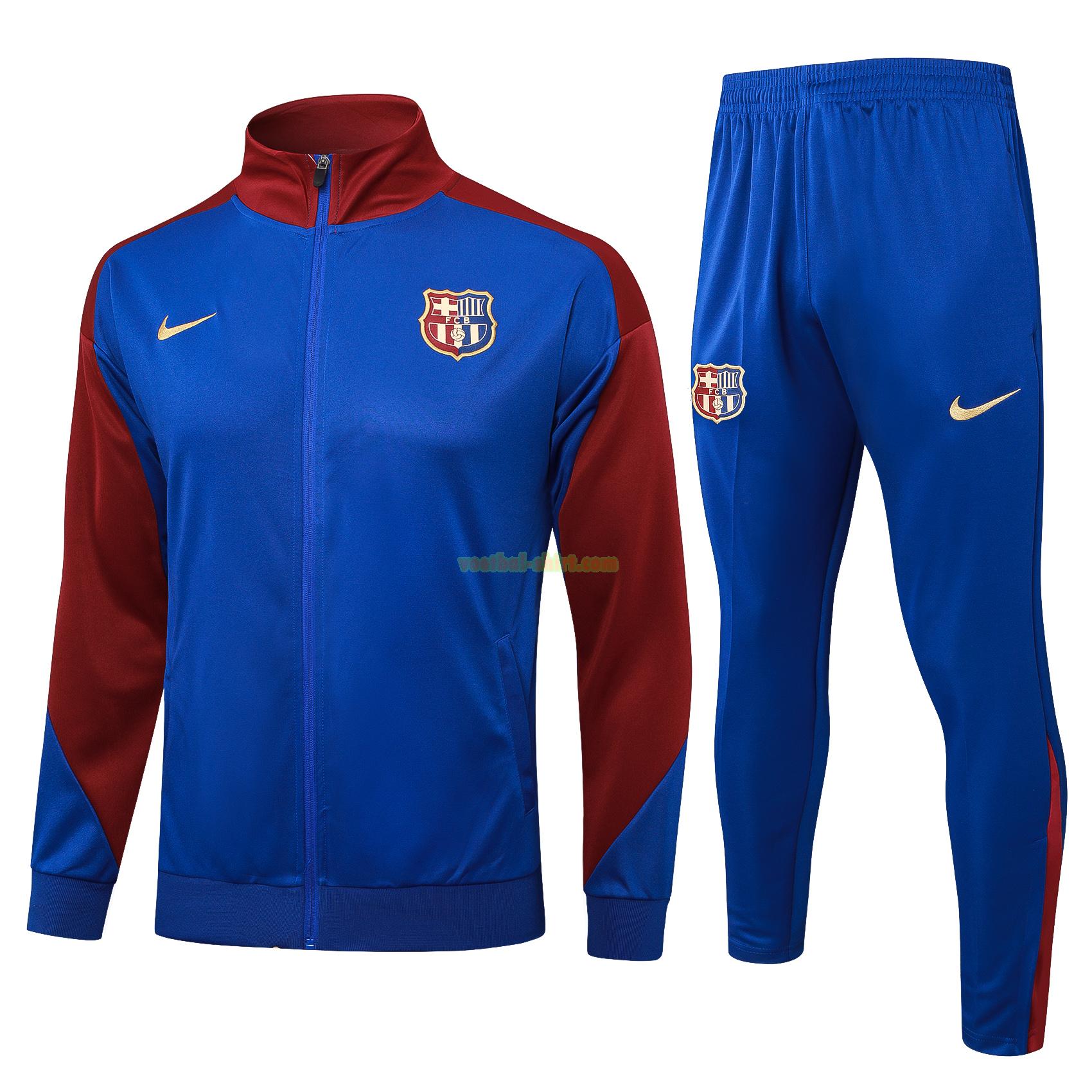 barcelona set long zipper trainingspak 2024 2025 blauw mannen