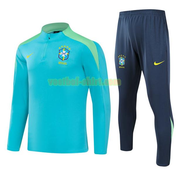 brazilië set half zipper trainingspak 2024 blauw mannen