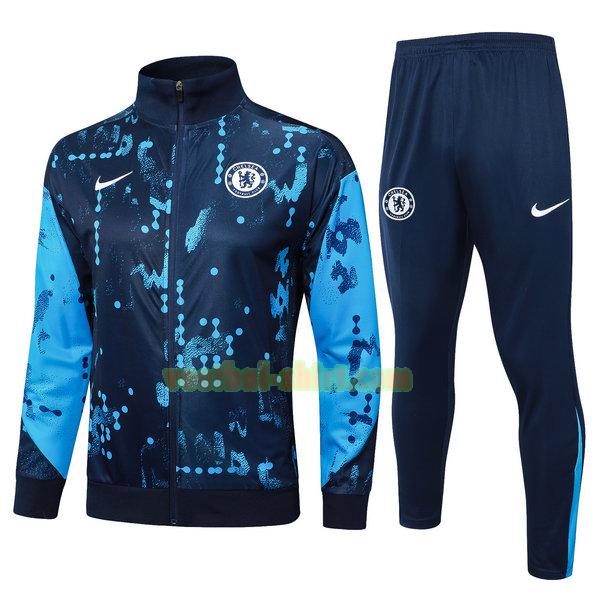 chelsea set long zipper trainingspak 2024 25 blauw mannen