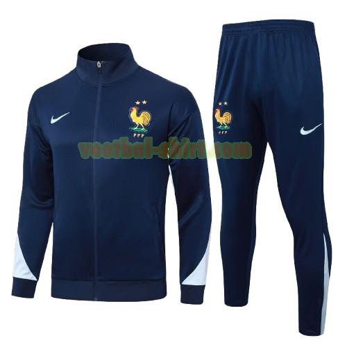 frankrijk set long zipper trainingspak 2024 2025 blauw kinderen