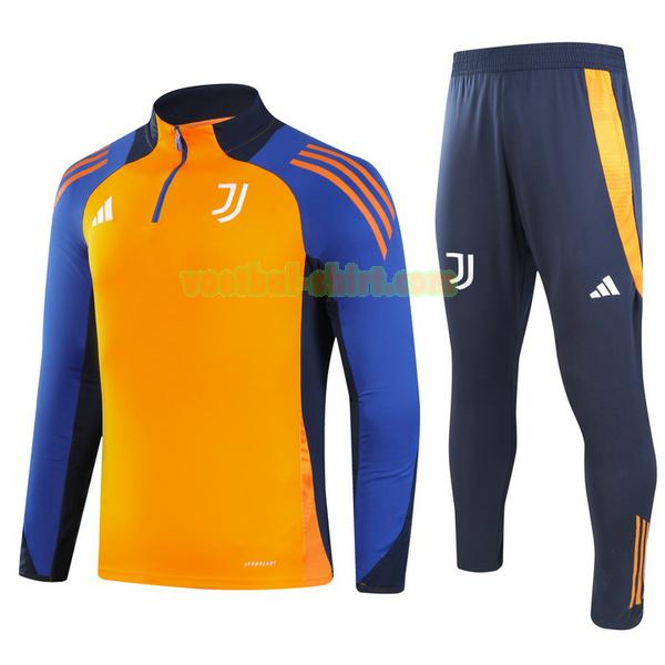 juventus set half zipper trainingspak 2024 2025 oranje kinderen