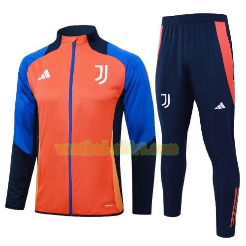 juventus set long zipper trainingspak 2024 2025 oranje kinderen