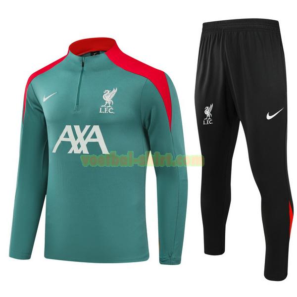 liverpool set half zipper trainingspak 2024 2025 groen kinderen