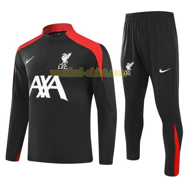 liverpool set half zipper trainingspak 2024 2025 zwart kinderen