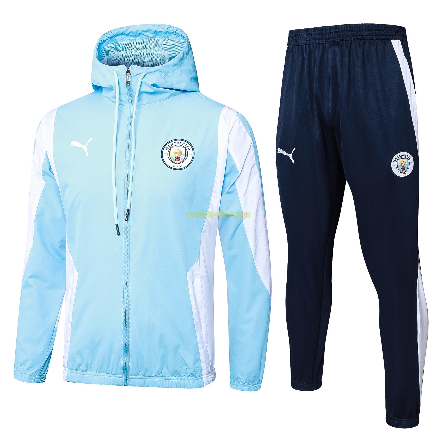 manchester city set long zipper trainingspak 2024 2025 blauw mannen