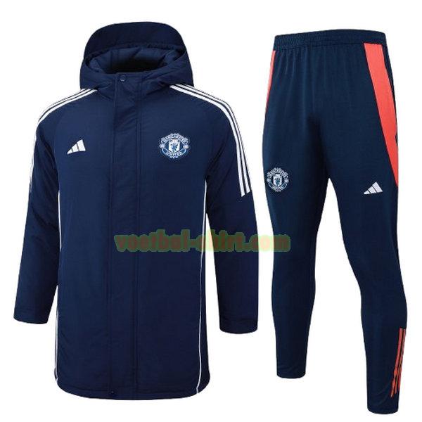 manchester united set cotton padded clothes 2024 2025 blauw mannen