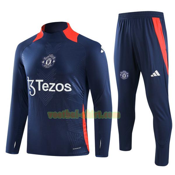 manchester united set half zipper trainingspak 2024 2025 blauw mannen