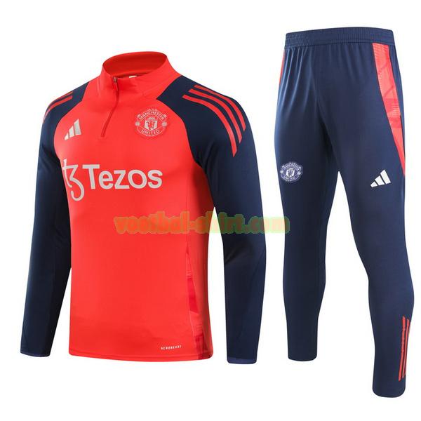 manchester united set half zipper trainingspak 2024 2025 rood blauw kinderen