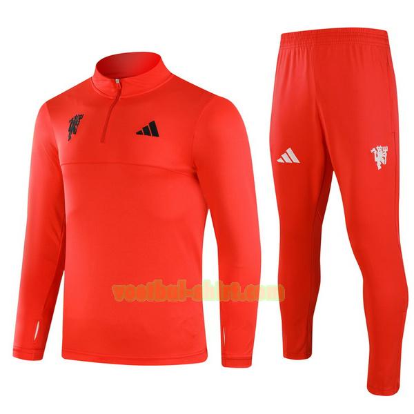 manchester united set half zipper trainingspak 2024 2025 rood kinderen