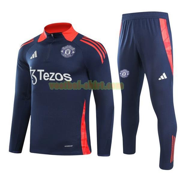 manchester united set half zipper trainingspak 24 25 blauw kinderen