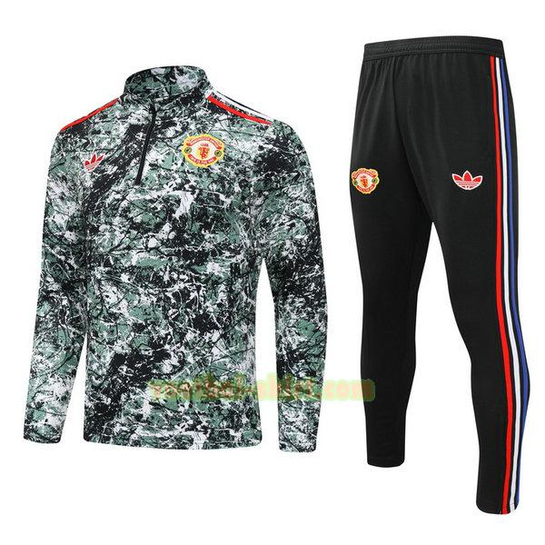 manchester united set half zipper trainingspak 24 25 groen kinderen