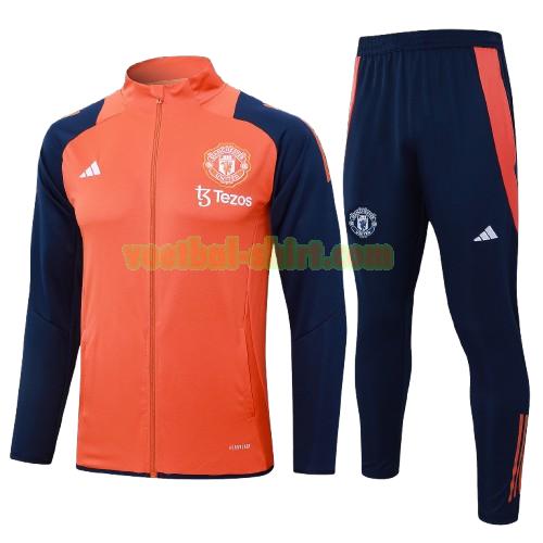 manchester united set long zipper trainingspak 2024 2025 rood kinderen