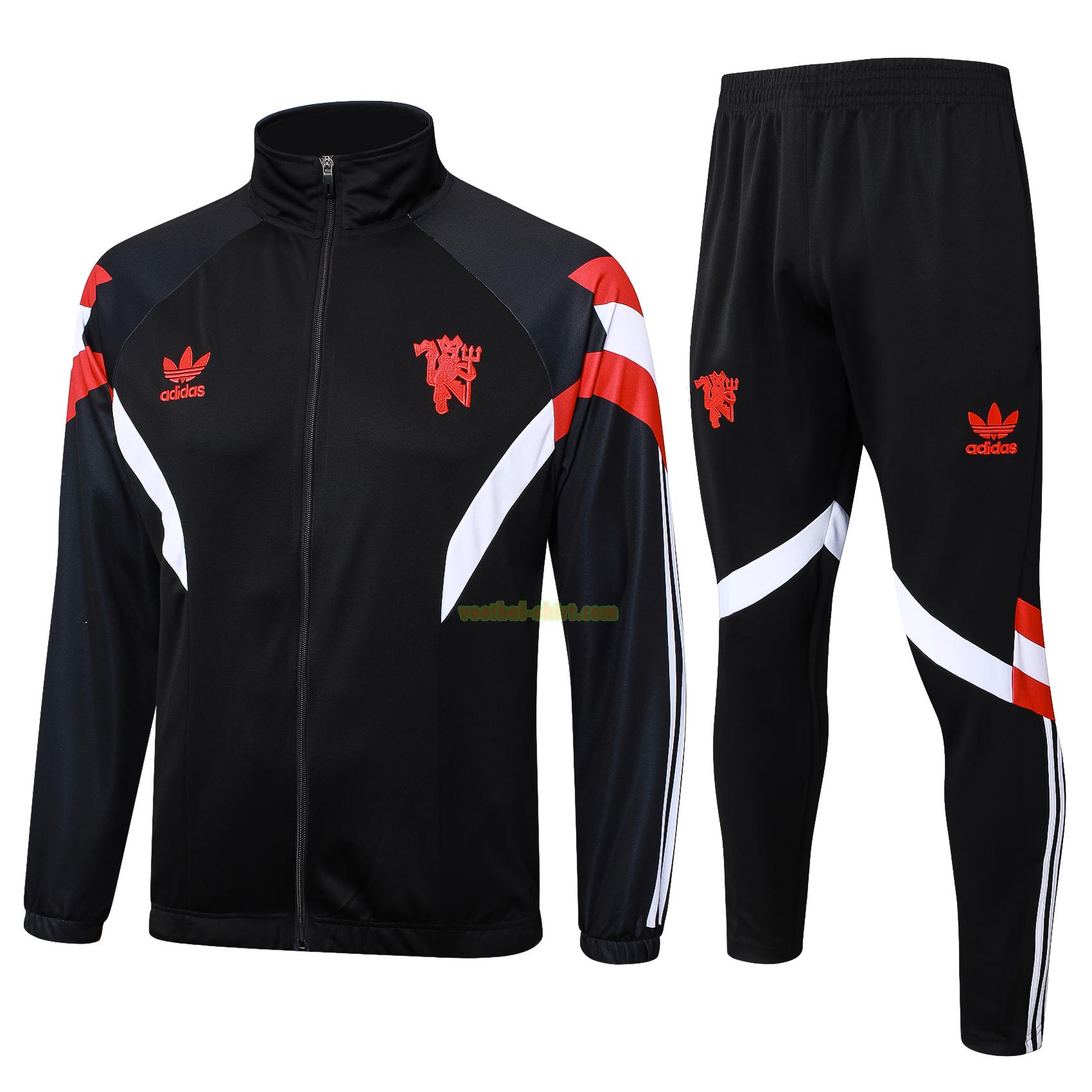 manchester united set long zipper trainingspak 2024 2025 zwart mannen