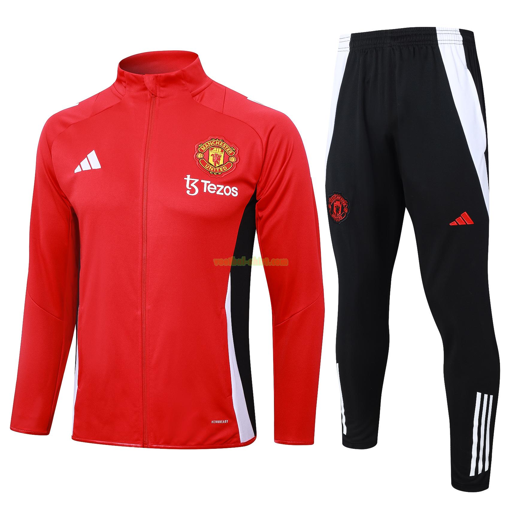 manchester united set long zipper trainingspak 24 25 rood kinderen