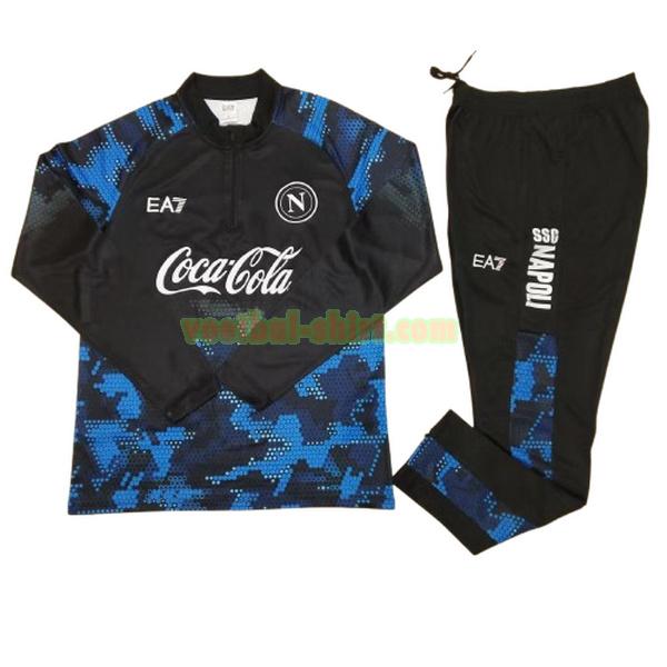 napoli set half zipper trainingspak 2024 2025 zwart blauw kinderen