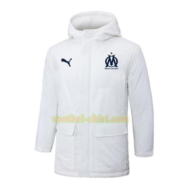 olympique marseille black logo katoenen jas 2024 2025 wit mannen