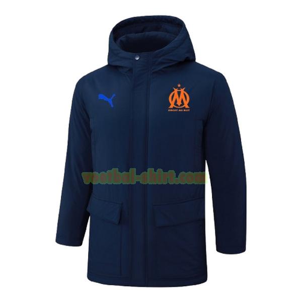 olympique marseille orange logo katoenen jas 2024 2025 blauw mannen