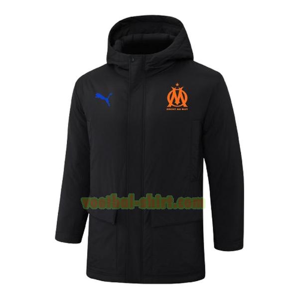 olympique marseille orange logo katoenen jas 2024 2025 zwart mannen