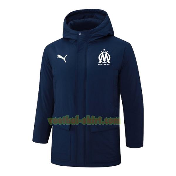 olympique marseille white logo katoenen jas 2024 2025 blauw mannen