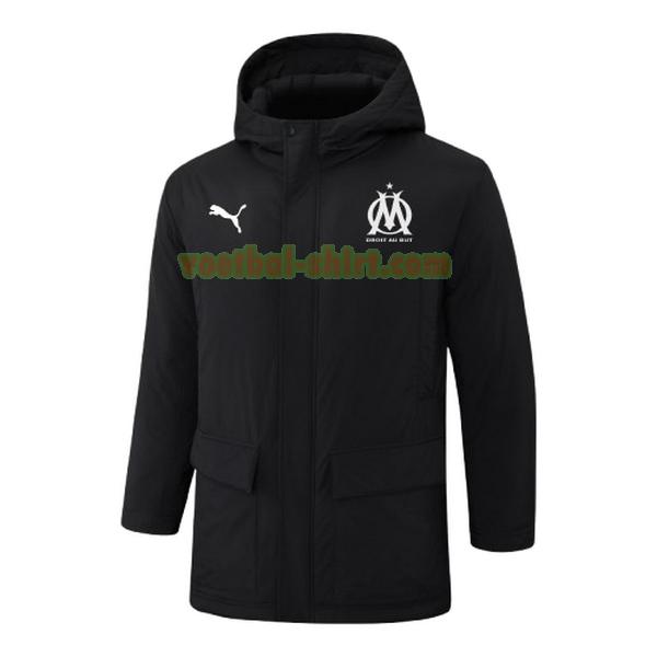 olympique marseille white logo katoenen jas 2024 2025 zwart mannen